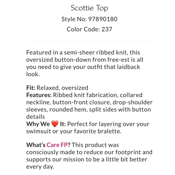 ♥️Slouchy/Soft Knit FREE PEOPLE Scottie Top M Ultra Soft Rib Knit Shirt NWTS-$70 - Picture 9 of 9